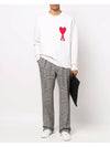 Big Heart Logo Oversized Intarsia Knit Top White - AMI - BALAAN 7