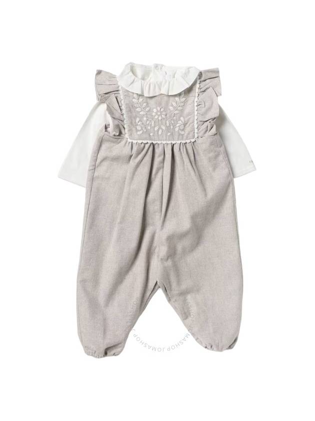 Chloe Baby Girls Floral-Embroidered Ruffled Dungaree Set, Size 9M - CHLOE - BALAAN 1