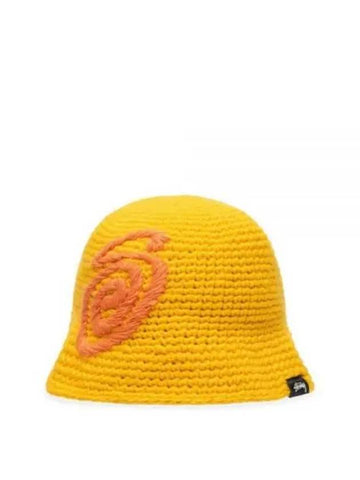 1321208 YELLOW Swirly S Knit Bucket Hat - STUSSY - BALAAN 1