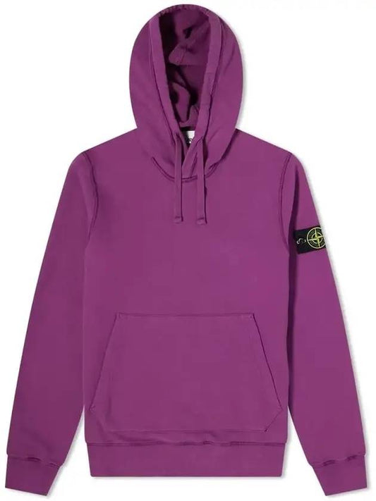 Wappen Patch Brushed Cotton Fleece Hoodie Violet - STONE ISLAND - BALAAN 1