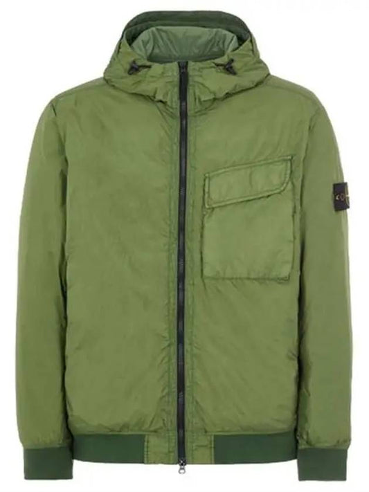 Logo Patch Hooded Jacket Green - STONE ISLAND - BALAAN.