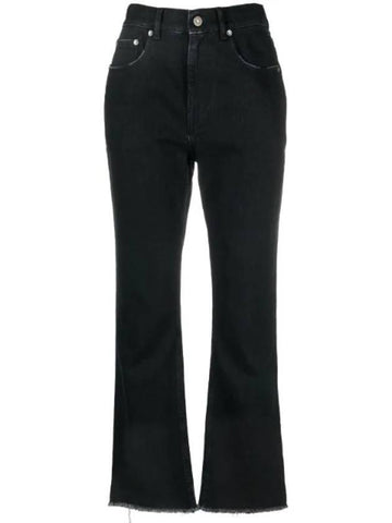 Women's Back Logo Patch High Waist Straight Jeans Black - GOLDEN GOOSE - BALAAN 1