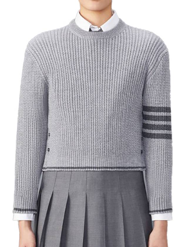 4 Bar Stripe Cable Knit Top White - THOM BROWNE - BALAAN 5