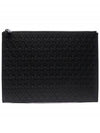 Monogram Pattern Leather Zipper Clutch Bag Black - SAINT LAURENT - BALAAN 4