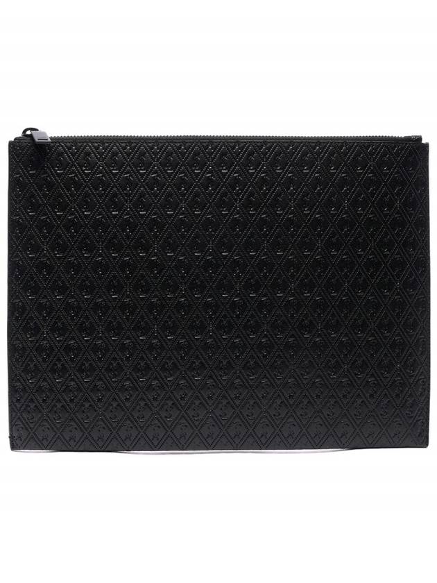 Monogram Pattern Leather Zipper Clutch Bag Black - SAINT LAURENT - BALAAN 4