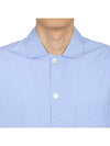 Poplin Pajamas Organic Cotton Short Sleeve Shirt Blue - TEKLA - BALAAN 7