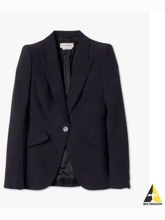 Peak Shoulder Leaf Crepe Jacket Black - ALEXANDER MCQUEEN - BALAAN 2