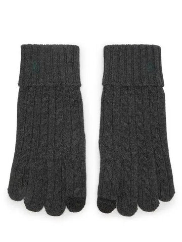 Cable knit wool blend touch glove gray - POLO RALPH LAUREN - BALAAN 1