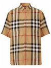 Linen Tartan Check Short Sleeve Shirt Brown - BURBERRY - BALAAN 1