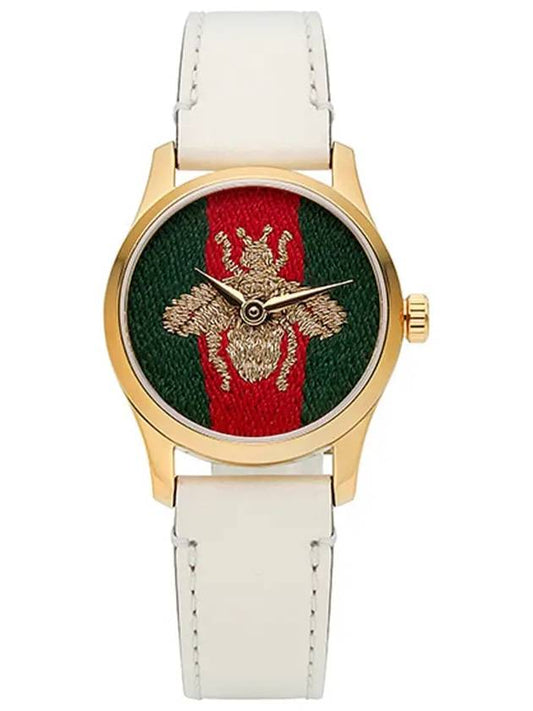 G-Timeless Leather Strap Watch Gold - GUCCI - BALAAN 2