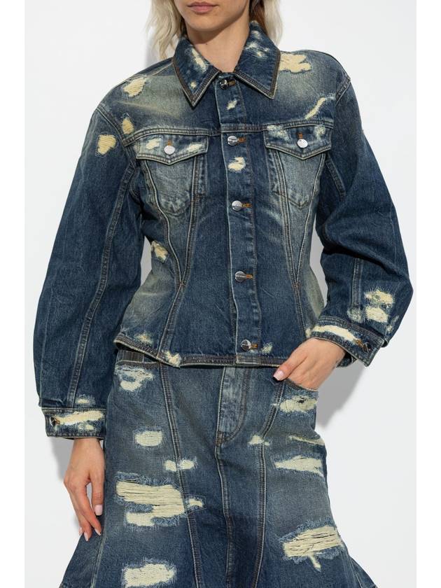 Marc Jacobs Distressed Denim Jacket, Women's, Navy Blue - MARC JACOBS - BALAAN 3