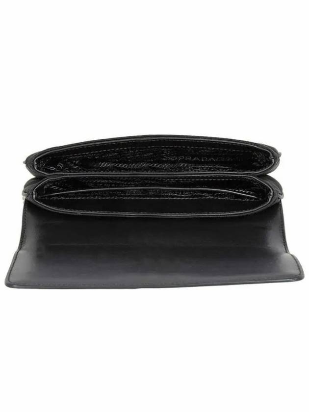 Saffiano nylon double pocket chain cross bag black 1BD144 - PRADA - BALAAN 3