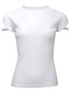 Ribbed Cut Out Cotton Short Sleeve T-shirt White - HELMUT LANG - BALAAN 2