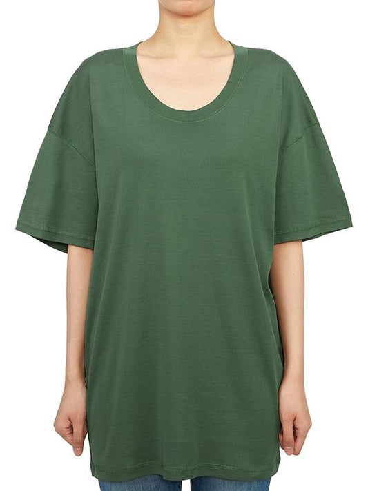 U-Neck Cotton Short Sleeve T-Shirt Bottle Green - LEMAIRE - BALAAN 2