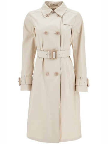 beige cotton double-breasted trench coat with adjustable sleeves - HERNO - BALAAN 1