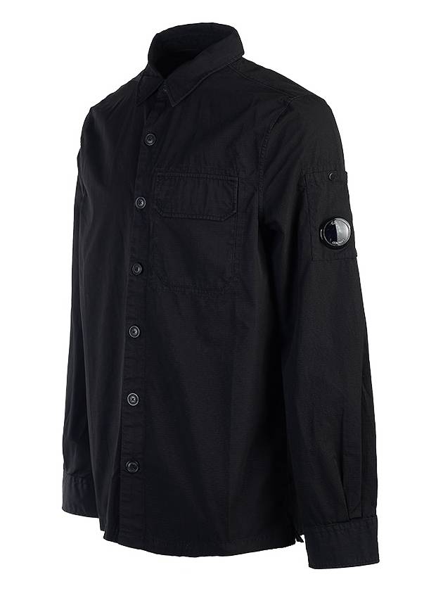 Lens Wappen Ripstop Shirt Zip Up Jacket Black - CP COMPANY - BALAAN 3