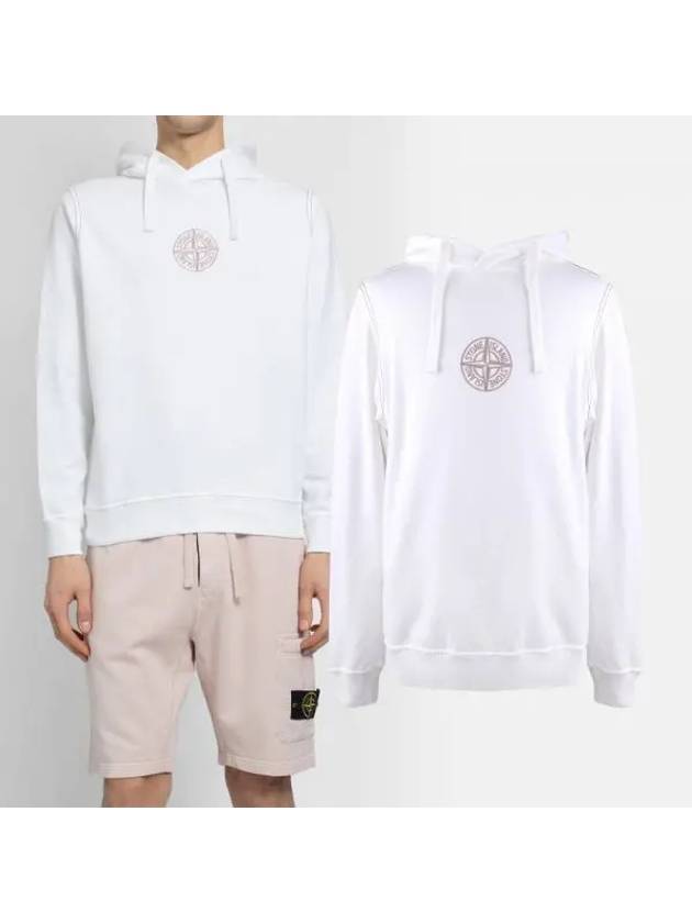 Men's Embroidered Stitch Cotton Hoodie White - STONE ISLAND - BALAAN 2