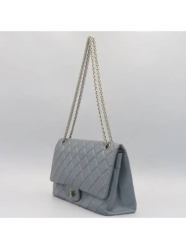 A37590 Vintage Gray Calfskin 2 55 Maxi Silver Chain Shoulder Bag - CHANEL - BALAAN 3