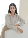 Blue Striped Helen Shirt Ivory - YOUNESS - BALAAN 4