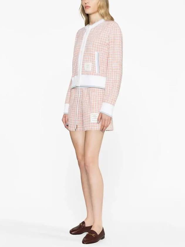 Check Tweed Cardigan Pink - THOM BROWNE - BALAAN 4