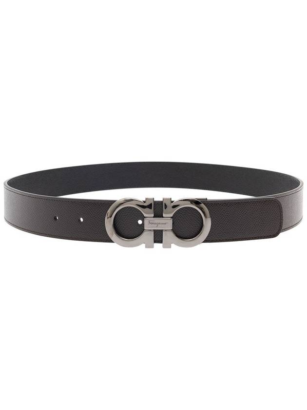 Gancini Reversible Adjustable Leather Belt Black - SALVATORE FERRAGAMO - BALAAN 2