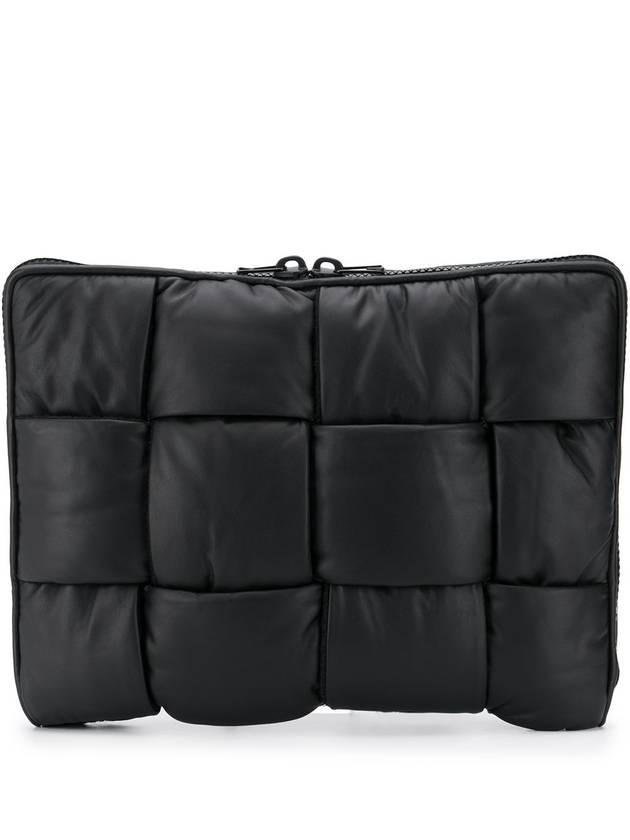 Men's Padded Document  Intrecciato Clutch Bag Black - BOTTEGA VENETA - BALAAN 2