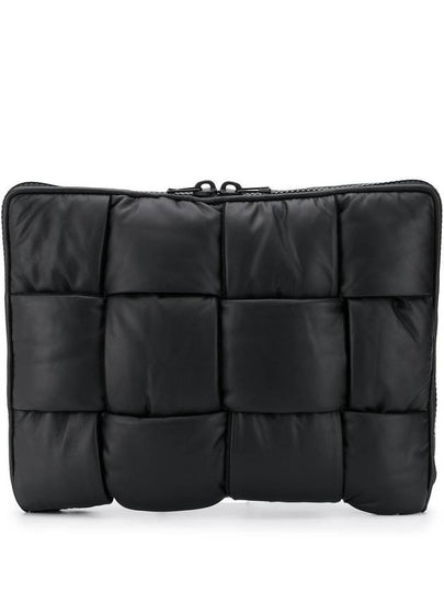 Men's Padded Document  Intrecciato Clutch Bag Black - BOTTEGA VENETA - BALAAN 2