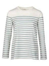 Women's M Logo Hem Striped Cotton Long Sleeve T-Shirt White Blue - MAX MARA - BALAAN 2