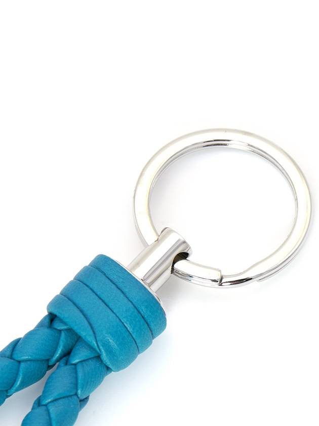 Intrecciato Leather Key Holder Blue - BOTTEGA VENETA - BALAAN 6