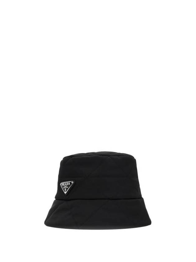 Triangular Logo Quilted Lineylon Bucket Hat Black - PRADA - BALAAN 3