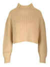 High Neck Back Button Crop Knit Top Beige - MAX MARA - BALAAN 2