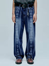 Navajo pattern cut off denim pants indigo blue - KND - BALAAN 6