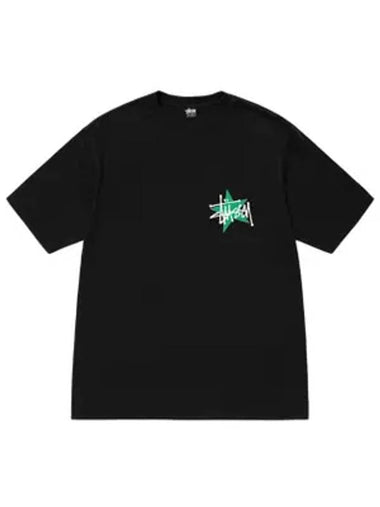 Star Pigment Dyed Short Sleeve T-Shirt Black - STUSSY - BALAAN 1