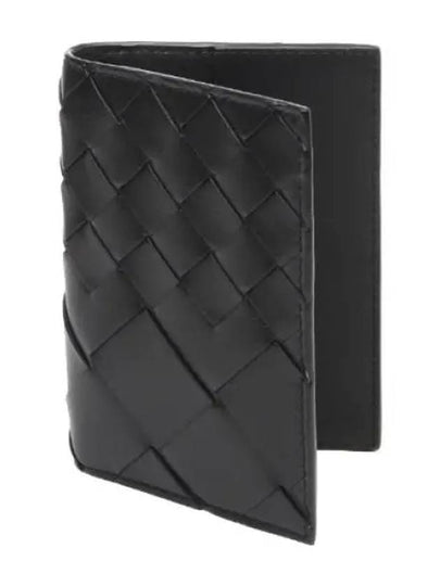 Intrecciato Calfskin Card Holder Black - BOTTEGA VENETA - BALAAN 2