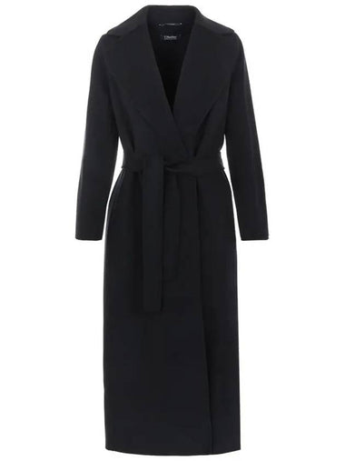 2429016043600 013 S POLDO Wool belt black coat - MAX MARA - BALAAN 1