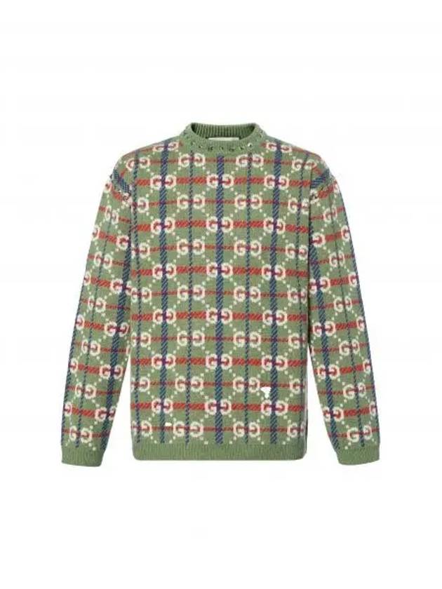 GG Check Wool Knit Top Green - GUCCI - BALAAN 2