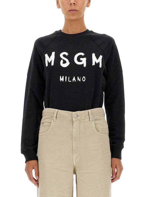 Brush Logo Printing Sweatshirt Black - MSGM - BALAAN 4