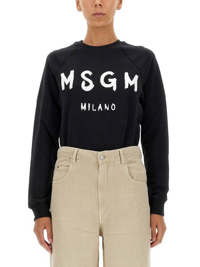 Brush Logo Printing Sweatshirt Black - MSGM - BALAAN 2