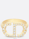 Petite CD Metal White Crystal Ring Gold - DIOR - BALAAN 4