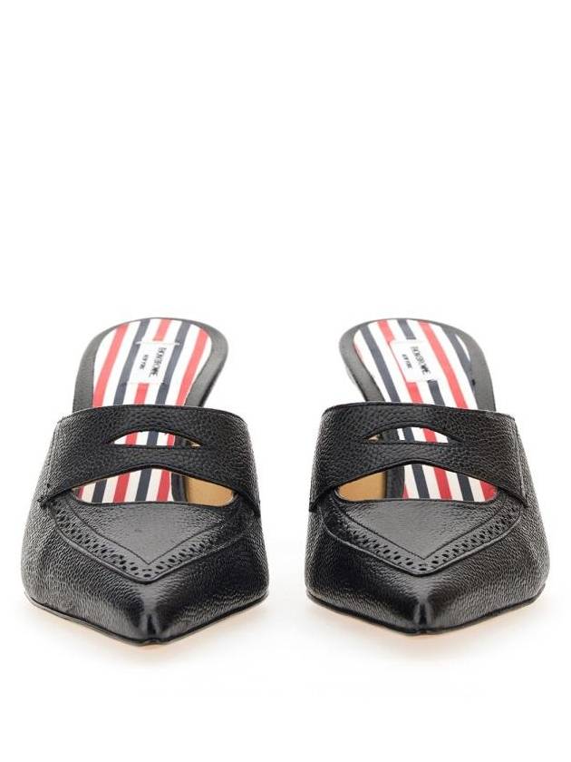 Pebble Grain Cutout Penny Heels Mule Black - THOM BROWNE - BALAAN 3