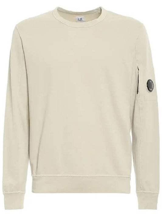 Men's Light Fleece Lens Logo Sweatshirt Beige - CP COMPANY - BALAAN.