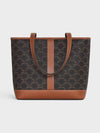 Triomphe Canvas Calfskin Tote Bag Brown Black - CELINE - BALAAN 5