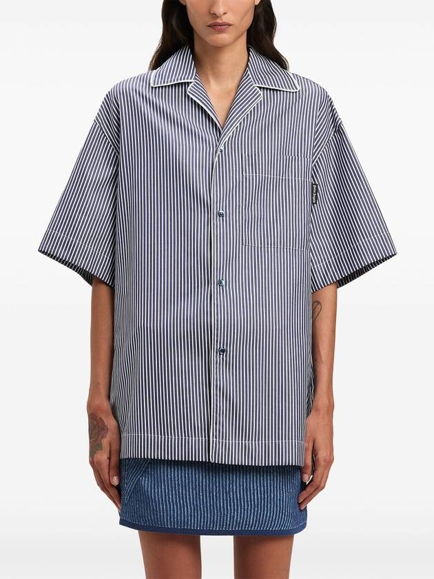 curved logo-print striped shirt - PALM ANGELS - BALAAN 3