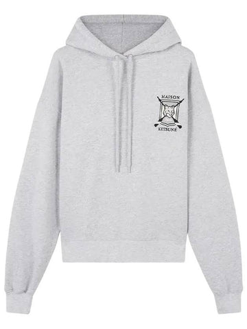 College Fox Embroidered Comfort Hoodie Grey - MAISON KITSUNE - BALAAN 1