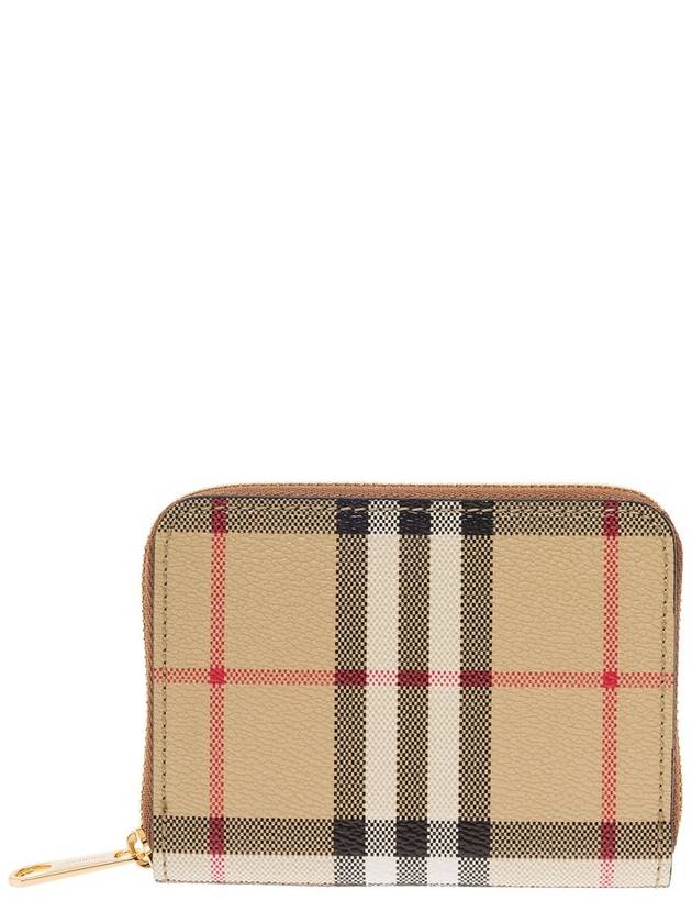 Check Leather Coin Wallet Beige - BURBERRY - BALAAN 2