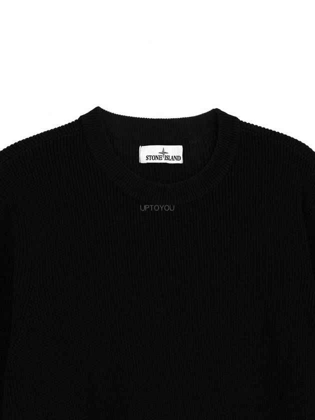 Men's Waffen Logo Patch Knit 761550D8 000 V0029 Black - STONE ISLAND - BALAAN 3