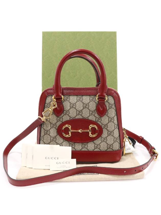 640716 GG Supreme Canvas Red Leather Horsebit 1955 Mini Top Handle Bag 2WAY - GUCCI - BALAAN 2