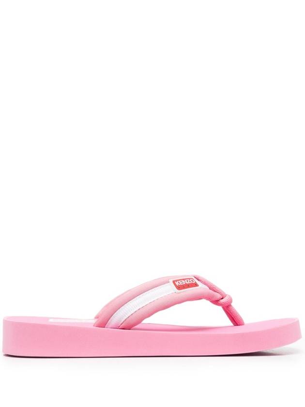 Logo Patch Striped Flip Flops Pink - KENZO - BALAAN 2