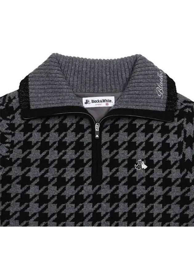 Women s houndstooth pattern half zip sweater 2314LXKW GREY - BLACK&WHITE - BALAAN 4