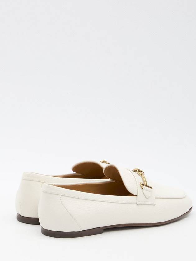 Women's Double T Logo Leather Loafers White - TOD'S - BALAAN 4